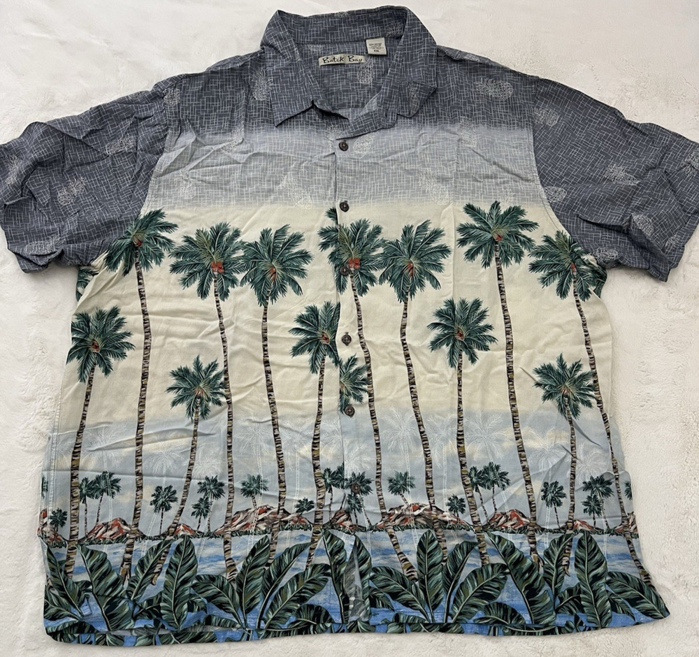 Batik Bay Hawaiian Shirt Mens XXL Palm Tree Tropical Rayon Button Up Aloha